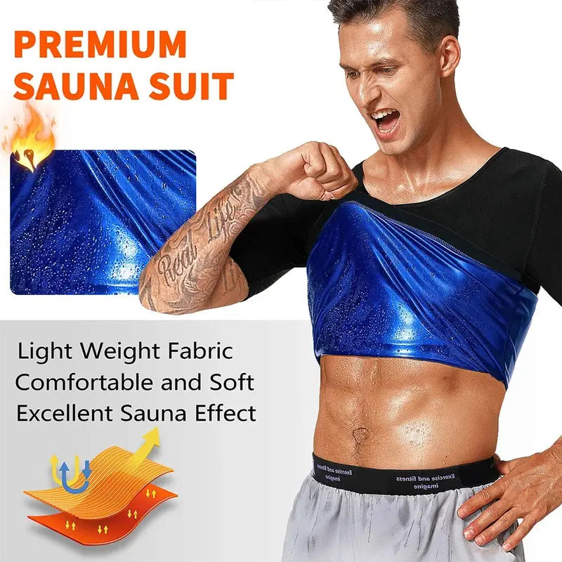 Men Sauna Vest Heat Trapping Compression Shirts Gym Sauna Suit Workout Body Shaper