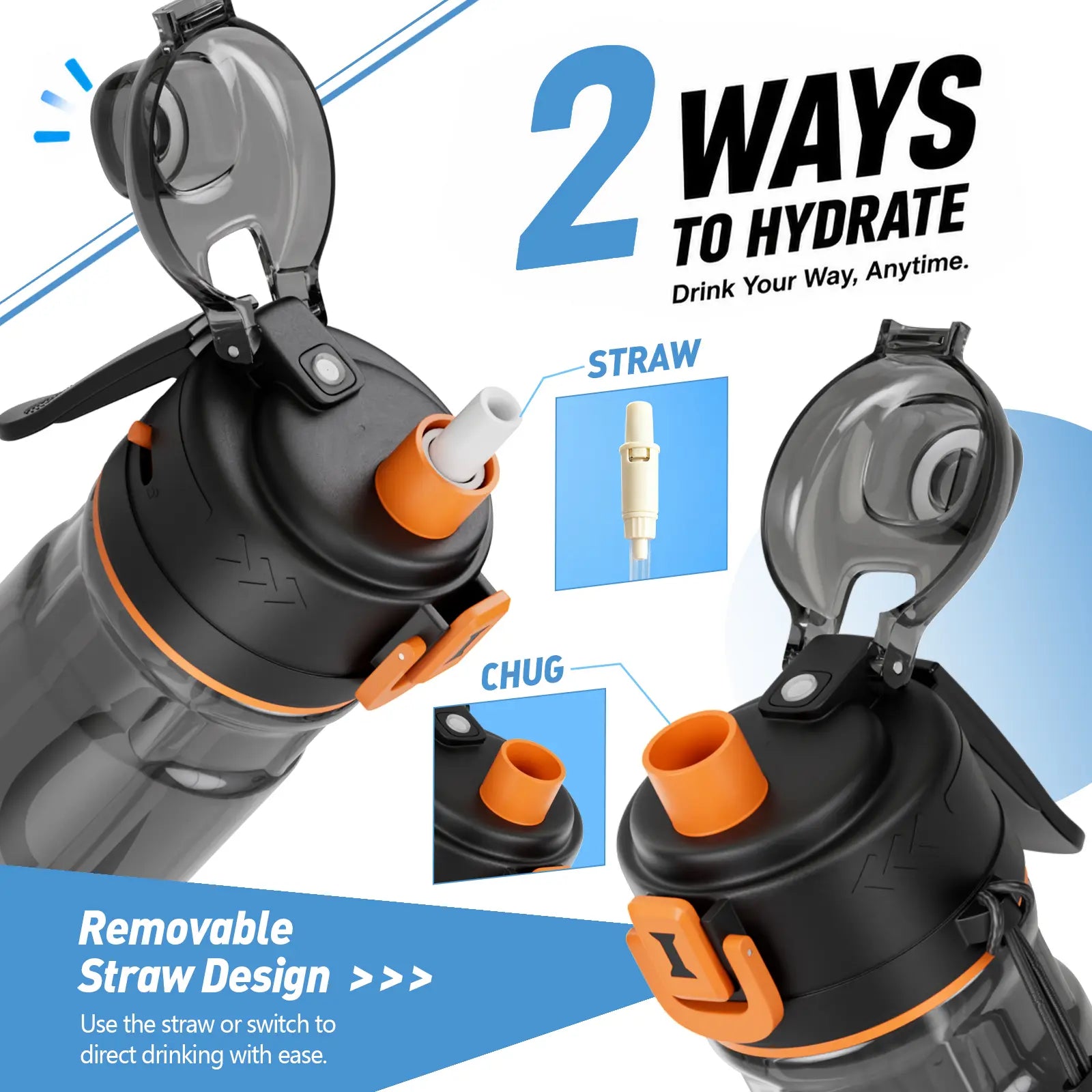 KOS KEY 24 Oz Spray Water Bottle with Straw Bpa-Free Tritan Sports & Travel Water Bottle with Cooling Mist Spray Water Bottle for Running Workouts and Outdoor Sports.