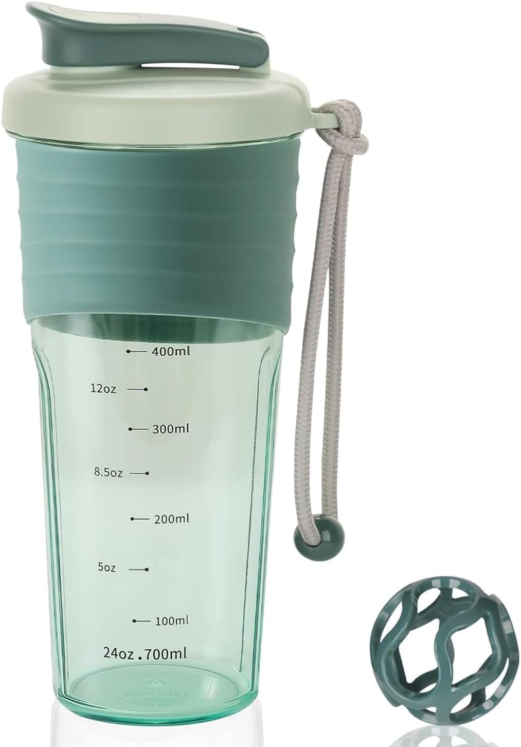 Shaker Bottle for Protein Mixes，24 Oz，Protein Shaker Bottles with Whisk Ball, Mixer Bottle, Protein Bottle,Portable Pre Workout Whey Protein Drink Shaker Cup，Forest Green