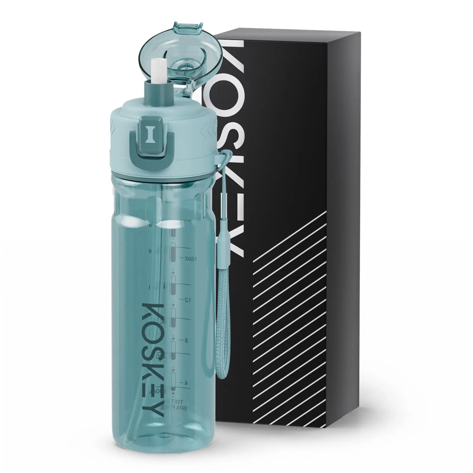 KOS KEY 24 Oz Spray Water Bottle with Straw Bpa-Free Tritan Sports & Travel Water Bottle with Cooling Mist Spray Water Bottle for Running Workouts and Outdoor Sports.