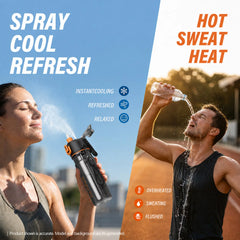 KOS KEY 24 Oz Spray Water Bottle with Straw Bpa-Free Tritan Sports & Travel Water Bottle with Cooling Mist Spray Water Bottle for Running Workouts and Outdoor Sports.