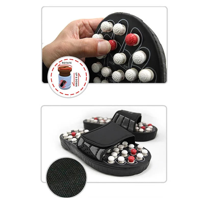 Acupressure massage sandals worn, side view