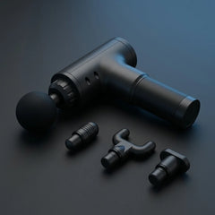 Compact Percussion Massage Gun — 6 Speeds, 4 Heads